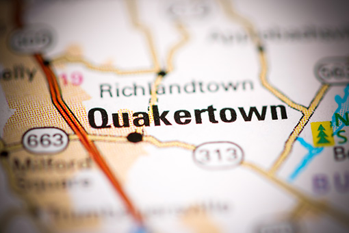 Map Location of Quakertown Bucks County PA, One of Agentis Plumber's Service Areas